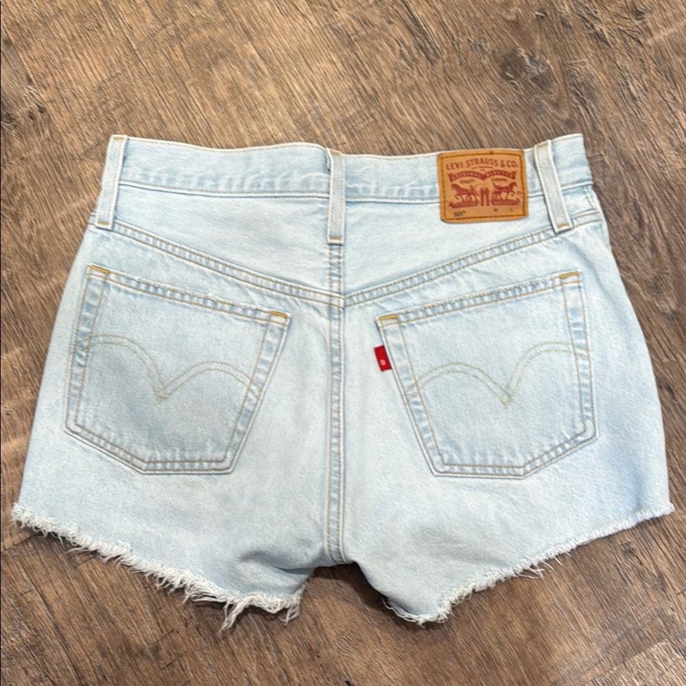 Levi’s high-waist button-fly Light Blue Denim Shorts